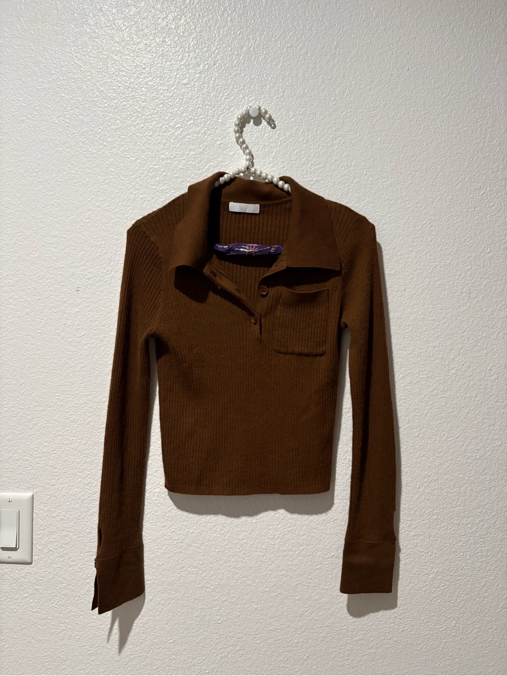 Nwot Sablyn Small 100% Cashmere Yadira Polo Sweater Brown